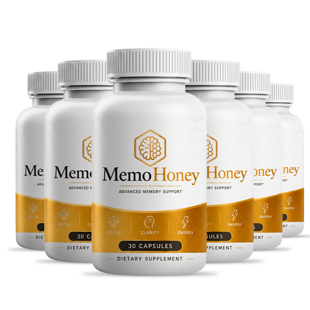 MemoHoney official supplement bottles for memory focus and clarity support