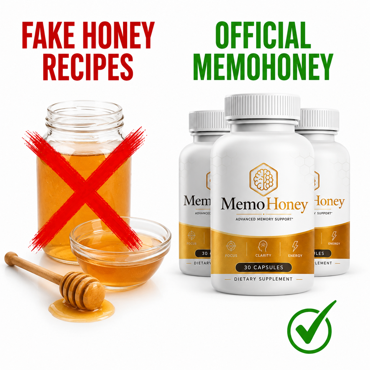 Fake honey recipes versus official MemoHoney formula comparison