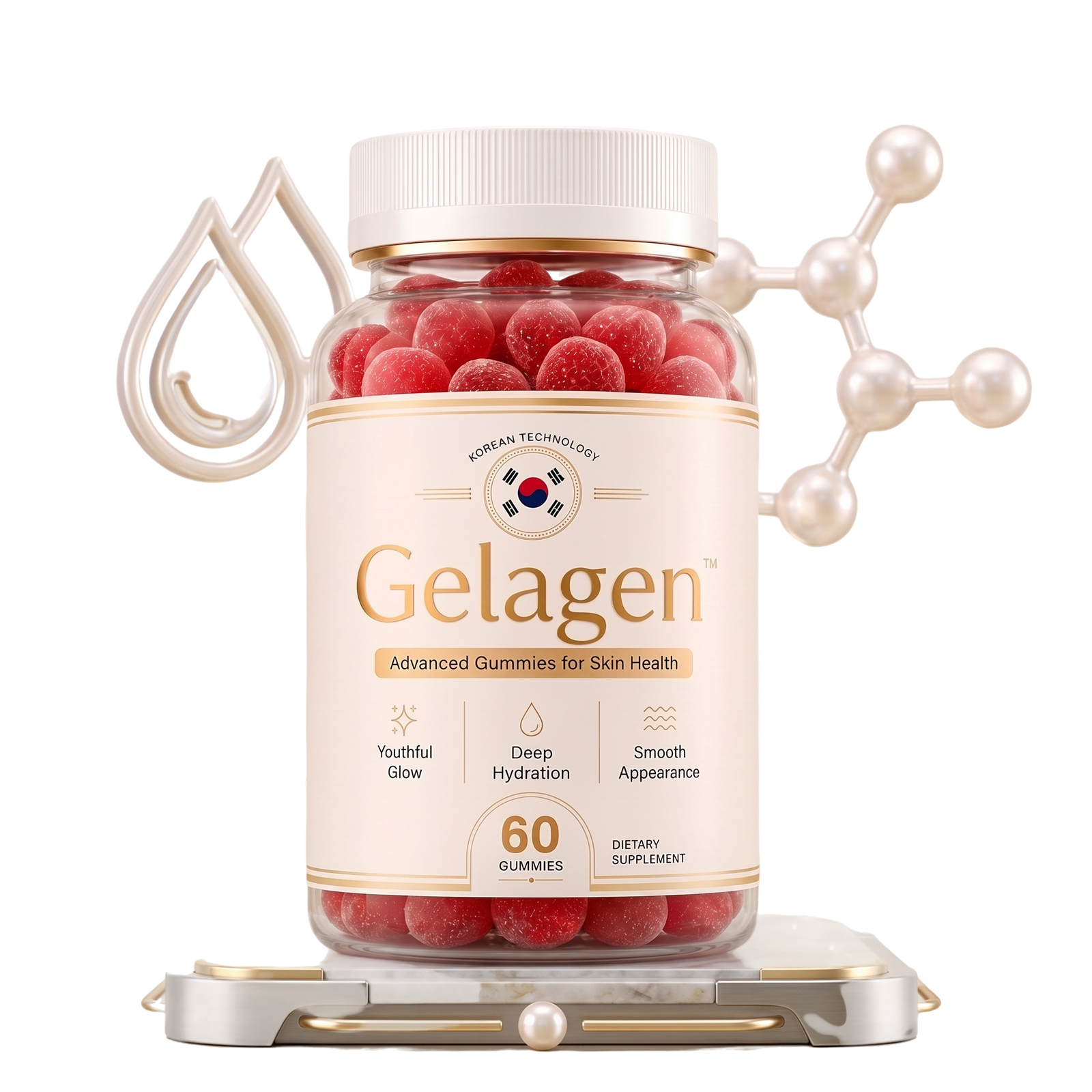 Bottle of Gelagen beauty gummies